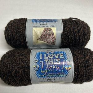 I love This Yarn Medium 4 - 100% Acrylic 7 oz 355 yards Mahogany Singe Lot of 2